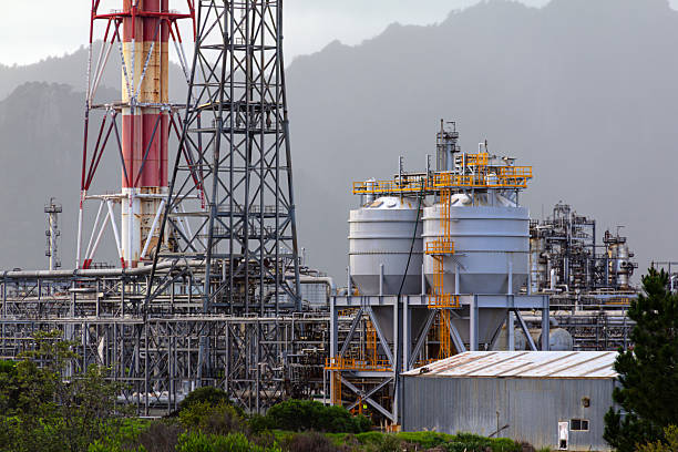 Marsden Point, New Zealand. Decommissioned oil refinery, which refined crude oil from 1964 to 2022. Photo taken in 2025.