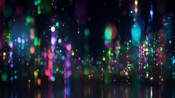 Flying Through Abstract Glitter Particles, Multi Colored - Christmas Background, Happy New Year, Celebrations, Data And Technology