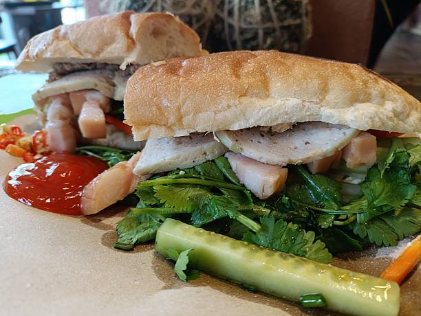 Banh mi veggie and pork