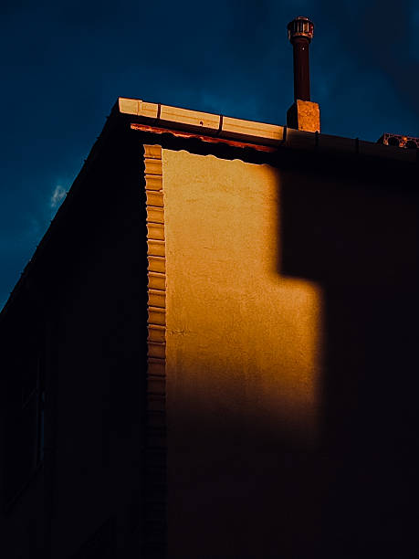 Minimalist Architectural Detail of a Building Corner at Sunset