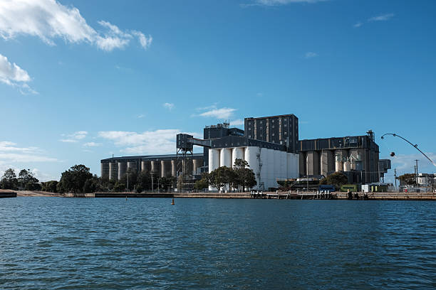 istock Industrial buildings lining a harbour, highlighting maritime infrastructure and coastal industry 2233156064