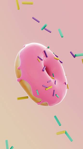 istock 3D glazed donut spin vertical render picture frosted icing pink falling colourful particles confetti wallpaper menu food pastry cafeteria patisserie advertisement sale background festival sweet sugar 2233157581
