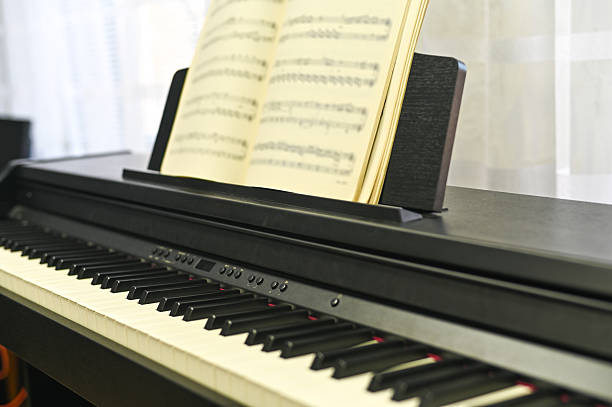 istock Open music score on digital piano, showcasing melody creation and artistic expression 2233158684