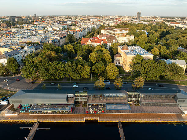 Waterfront Area with Modern Buildings in Riga, Latvia