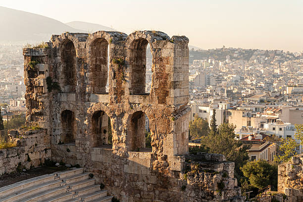 Athens, Greece. The Odeon of Herodes Atticus, also called Herodeion or Herodion, a stone Roman theater in the Acropolis