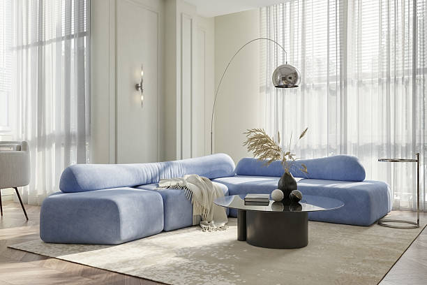 istock Elegant, bright, luxurious living room interior with complementary, natural colors 2233170278