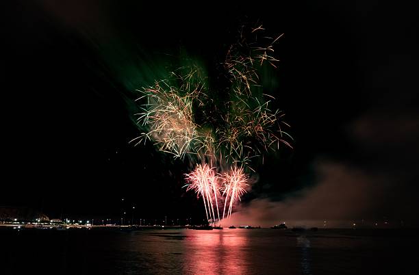 istock Vibrant Fireworks Over Sea at Night 2233170445