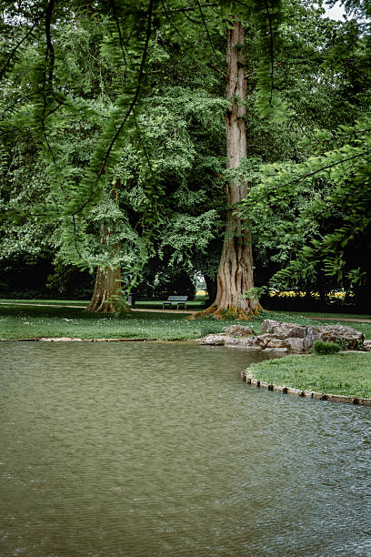 Park area of Favorite Palace in spring in Rastatt, Baden-Wuerttemberg, Germany