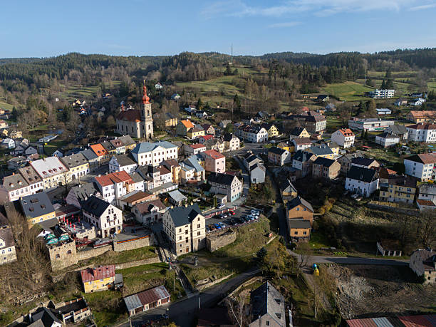 istock Drone photo of a charming Czech town 2233172964