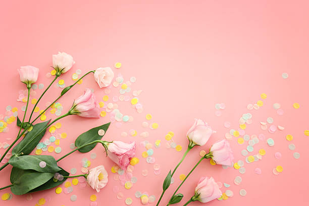 istock Top view image of pink flowers composition over pastel background .Flat lay 2233181285