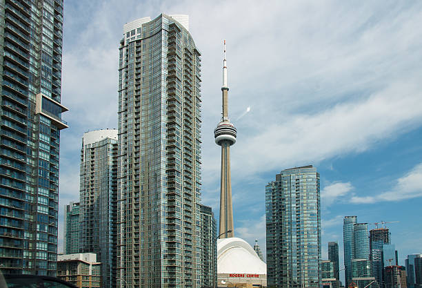 CN  tower in Toronto, Ontario at sunset in spring
