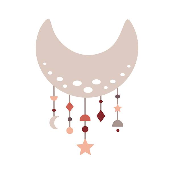 istock Boho moon clipart in pastel colors. Bohemian celestial vector illustration 2233201332