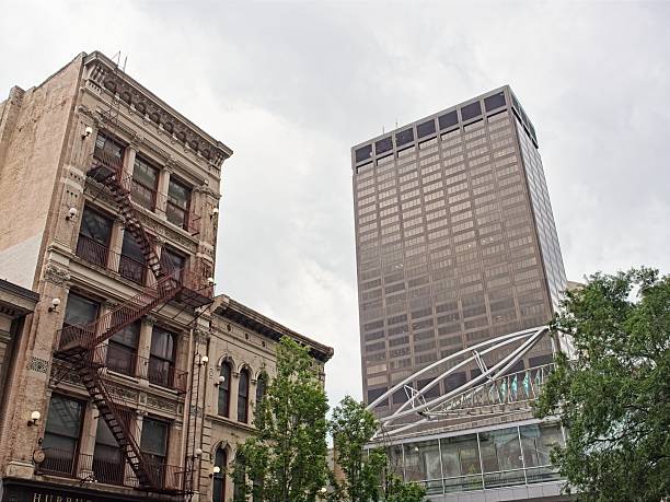 Louisville skyline old and new. Architectural designs in the downtown.
