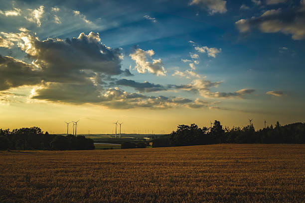 Beautiful old windmill at sunset. Ruprechtov - Czech Republic.
