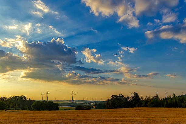 Grain mill on the summer landscape. Windmill and natural background pattern. Hiiumaa, small island in Estonia. Europe