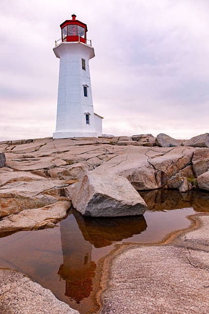 istock Peggy's Cove lighthouse at sunrise with pastel colored sky, Nova Scotia. 2233215935