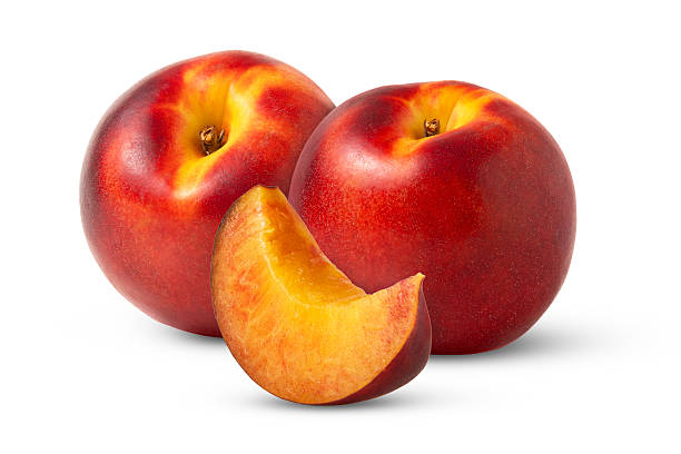 istock Nectarine fruit and slice isolated. Nectarine peaches and cut with clipping path. 2233220352