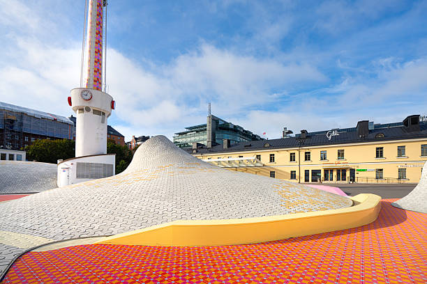 Helsinki, Finland. August 27 2025. panoramic view of Lasipalatsi Square in the city center