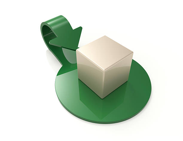 Green Arrow with cube,Cylindrical Podiums