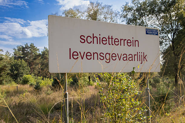 istock Danger Sign at Dutch Military Firing Range 2233231759