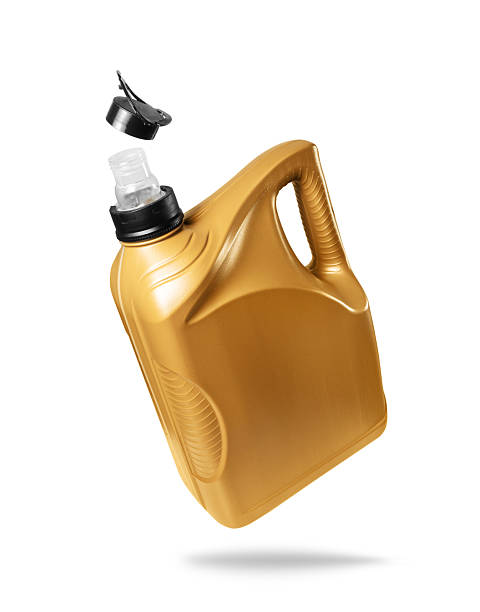istock Plastic motor oil container with open cap isolated on white background 2233232476