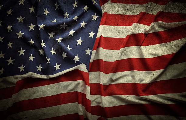 Close-up of grunge American flag