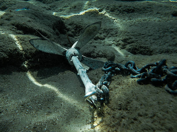 istock Small anchor on the sea floor 2233240094
