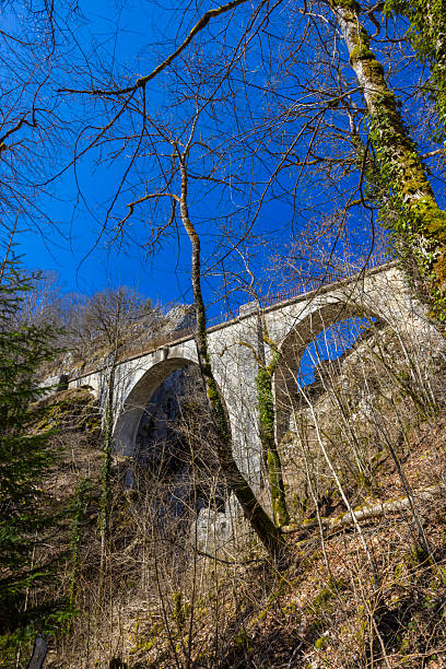 istock Devil's Bridge spanning forested valley in Crouzet Migette, France 2233242059