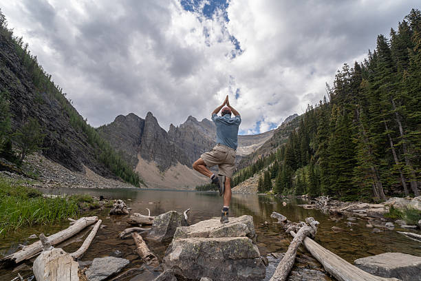 istock Lake Agnes Yoga Balance 2233247868