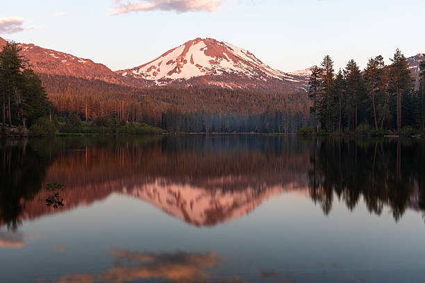 istock Alpenglow on Lassen peak reflected in Manzanita lake 2233254886