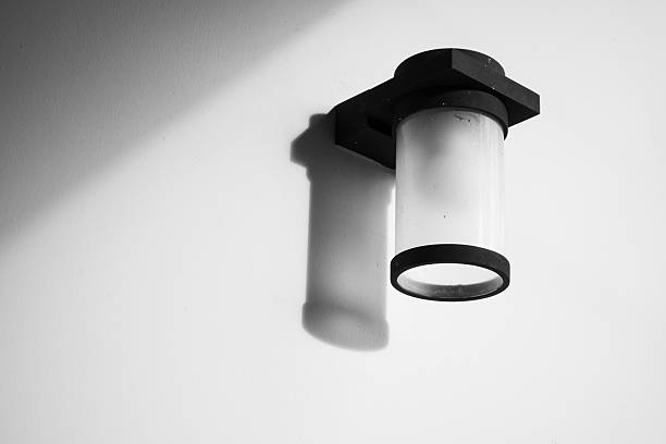 View of a lamp shadow on a wall in Lanzarote, Spain