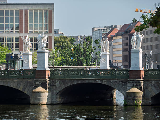 Berlin Bridge with Statues and Historic Schloss