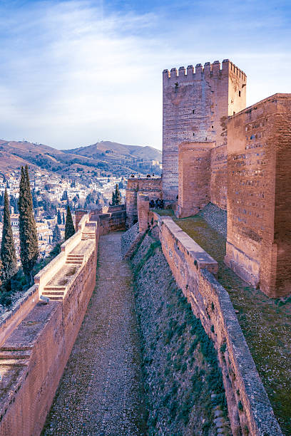 Detail of ornate decoration at Alhambra Palace in Granada, Spain. This photograph was taken at the entrance to Patio de los Leones (Court Of The Lions).