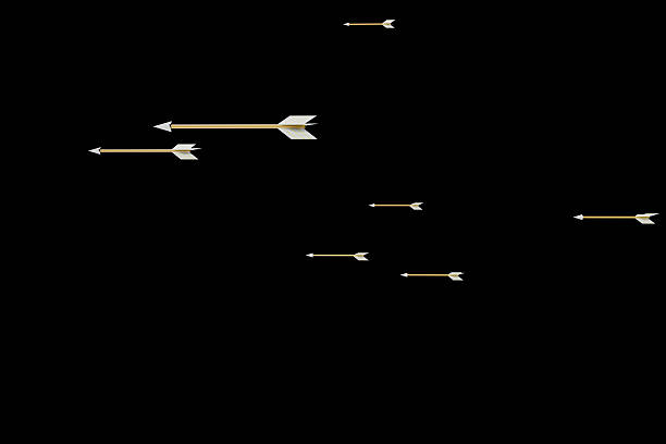 Many arrows flying horizontally on a black background