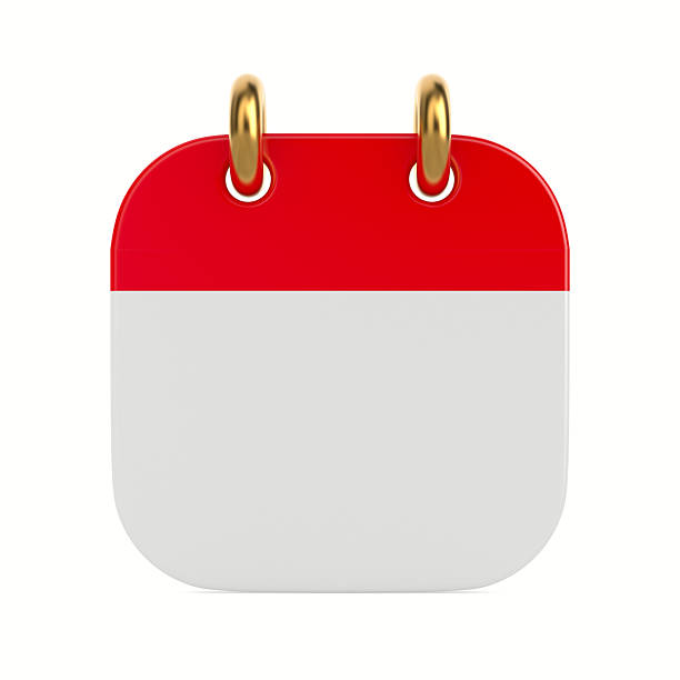 Red calendar icon on white background. Isolated 3D illustration