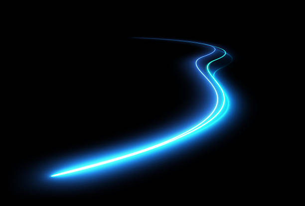 istock Abstract futuristic glowing neon laser line curve. Light trail wave, style optic fiber, digital artworks in PNG. 2233273376