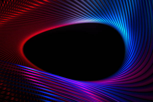 istock Abstract futuristic background with copy space. Fractal render. Black hole framed by glowing neon lines. 2233276492