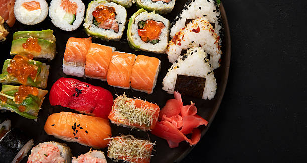 istock Sushi Set. Rolls, sushi of different types on a plate. 2233282789