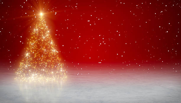 istock Illustation of a Christmas tree on a red background. 2233284620