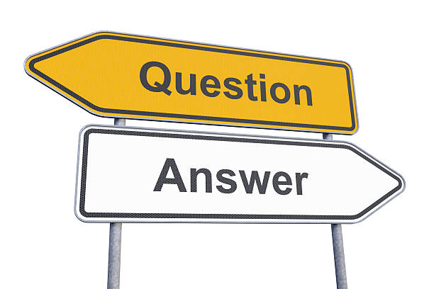 3d rendering of a signpost with the caption question and answer - isolated.