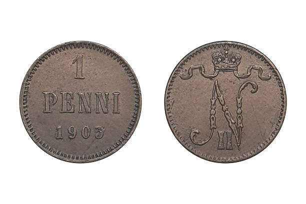 istock 1 penni 1903 coin obverse and reverse on white background 2233285165