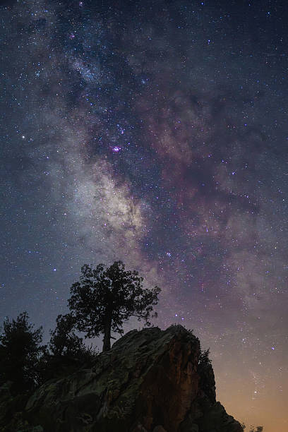 istock Starry night sky with Milky Way above rocky silhouette 2233286822