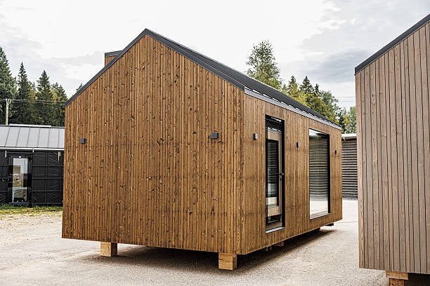 istock Modern Wooden Tiny Houses with Minimalist Modular Design 2233287677