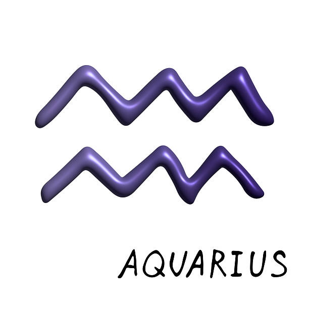 3d aquarius zodiac sign Esoteric symbol Astrology clipart Element for design