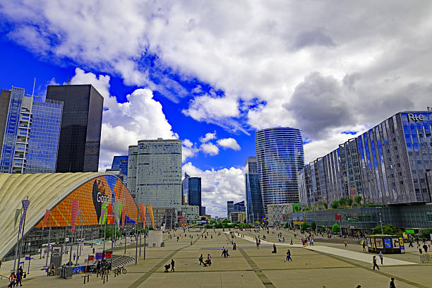 Le Arc de Triomphe, is visible in the distance from La Defense, Paris, France, on Sunday, 30th August, 2025.