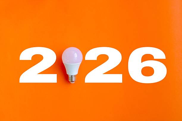 istock 2026 created from led light bulb on color background. Creativity inspiration ,planning ideas concept 2233301763