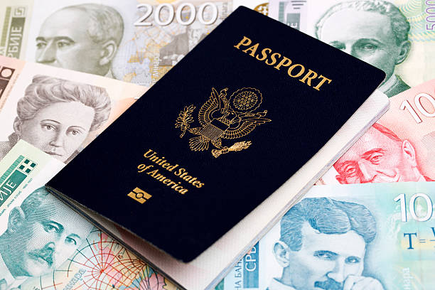 istock American Passport on Serbian  Dinar 2233309734