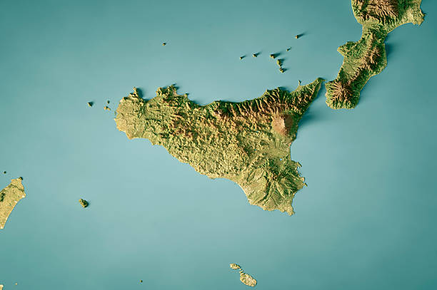istock Sicily Italy Satellite Topographic Map 3D Render Color 2233315620