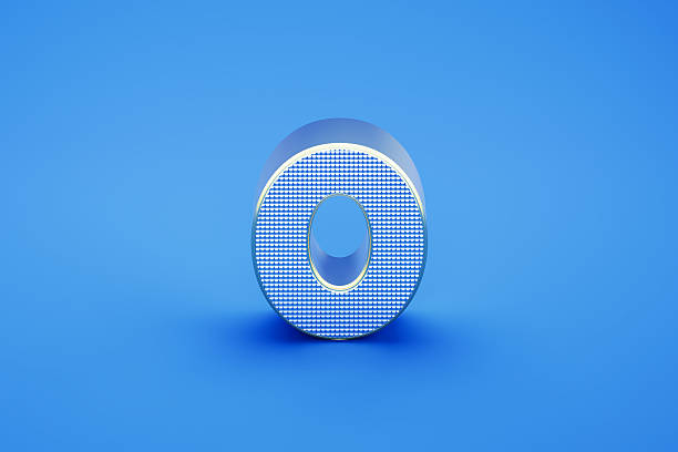 Silver colored number 0 with a gold outline on blue background.