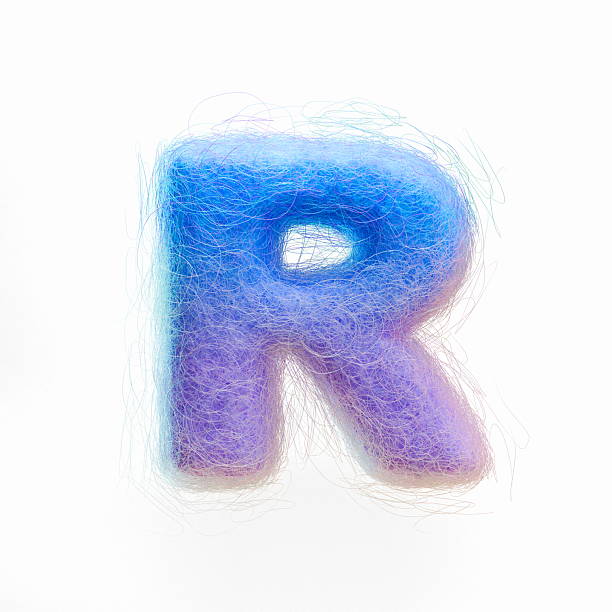 Wool felt font Letter R 3D rendering illustration isolated on white background